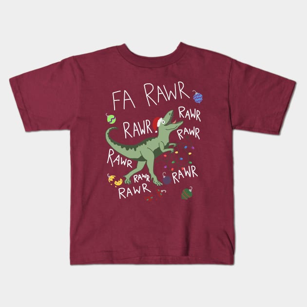 T-Rex Christmas Dinosaur - Dinosaur Christmas Kids T-Shirt by leilacavalcanti